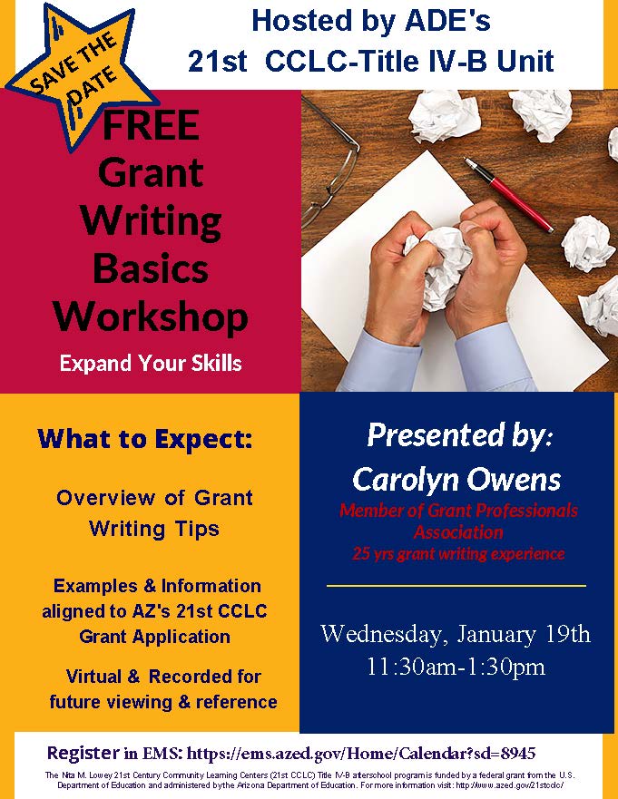 FREE Grant Writing Basics Workshop Arizona Department Of Education